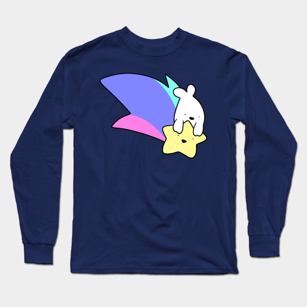 Rainbow Shooting Star Harp Seal Long Sleeve T-Shirt by saradaboru